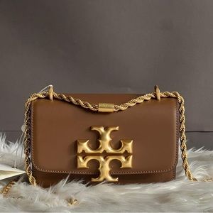 Tory Burch Brown Crossbody Bag with Gold Accents